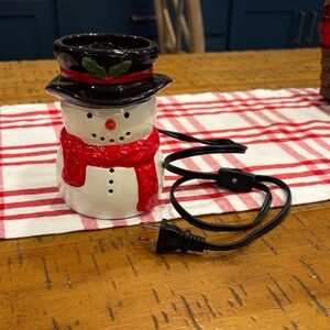 Festive Snowman Wax Warmer with Red Scarf